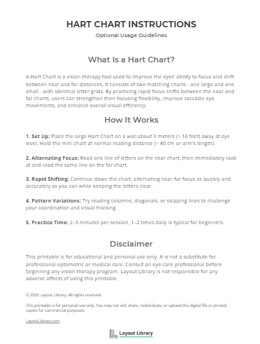 Hart chart printable - vision therapy exercise screenshot 4