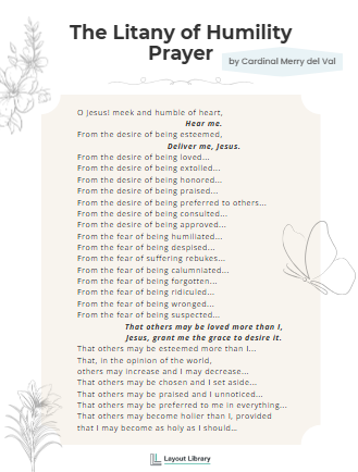 litany of humility printable prayer card - screenshot 1