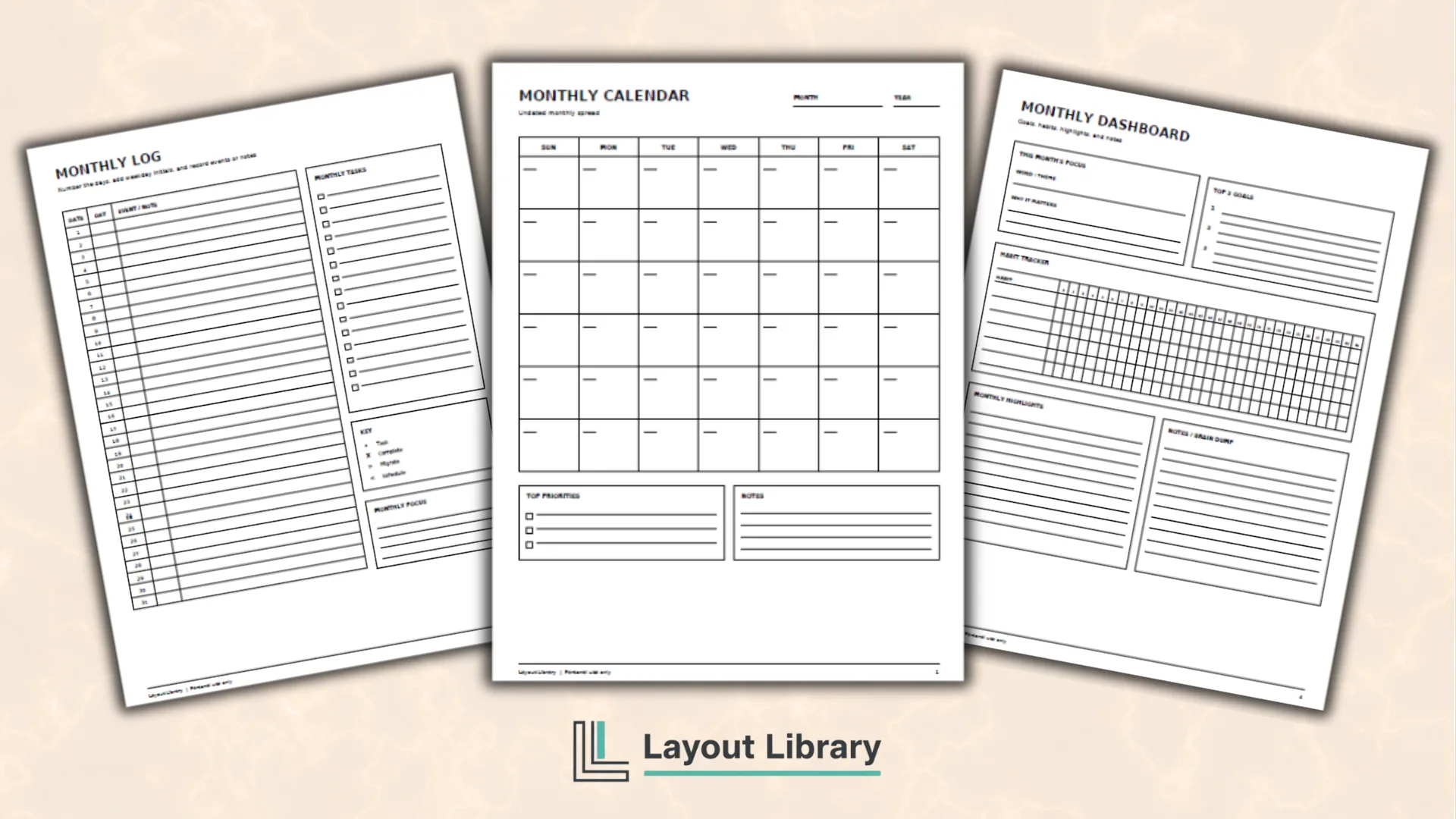 Featured Image - Free Printable Bullet Journal Monthly Calendar