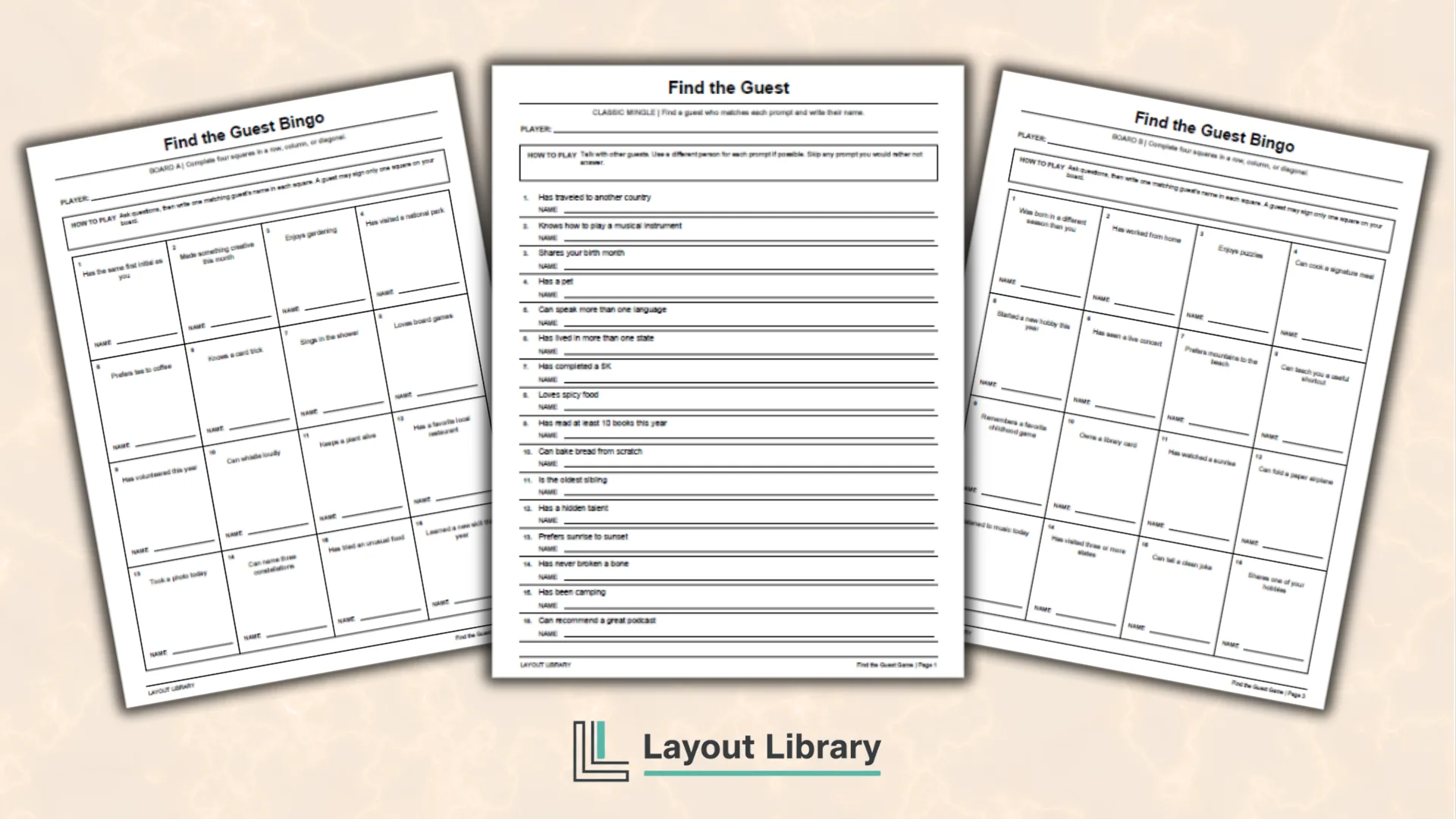 Featured Image - Free Printable Find the Guest Game