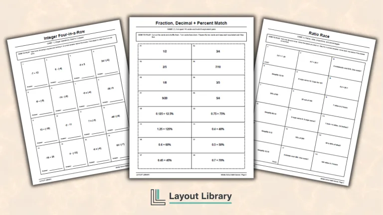 Featured Image - Free Printable Middle School Math Games