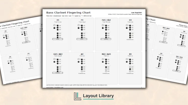 Featured Image - Free Printable Bass Clarinet Fingering Chart