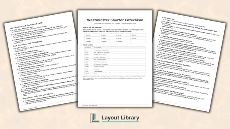 Featured Image - Free Printable Westminster Shorter Catechism