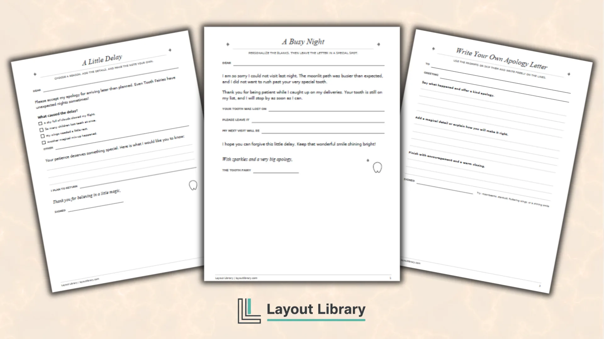 Featured Image - Printable Customizable Tooth Fairy Apology Letter