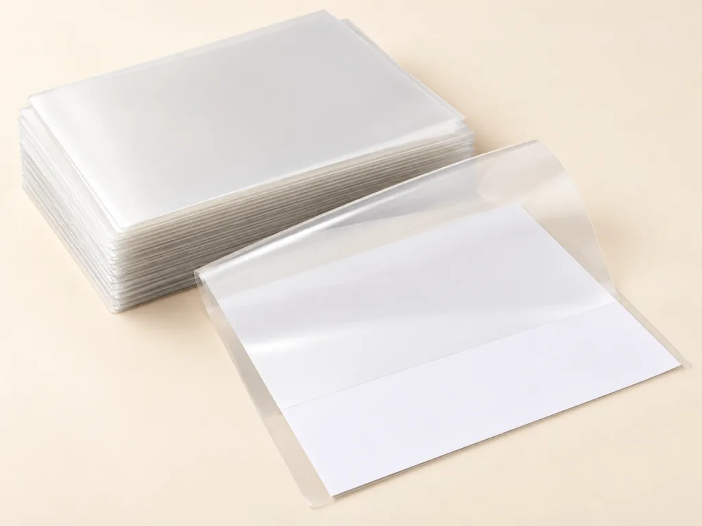 Clear letter-size laminating pouches with a white sheet