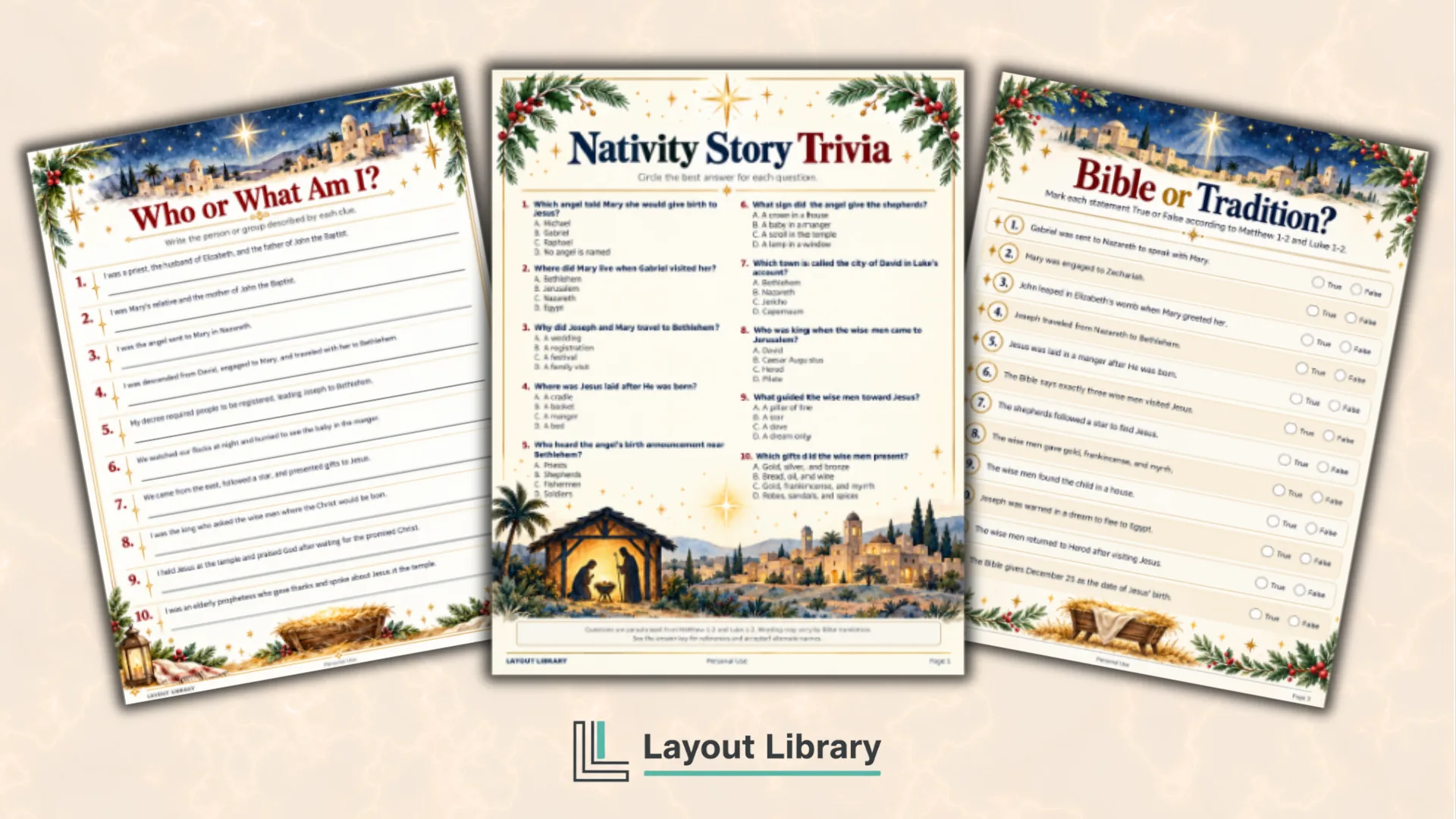Featured Image - Free Printable Christian Christmas Trivia Games With Answers