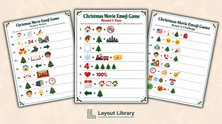 Featured Image - Free Printable Christmas Movie Emoji Game