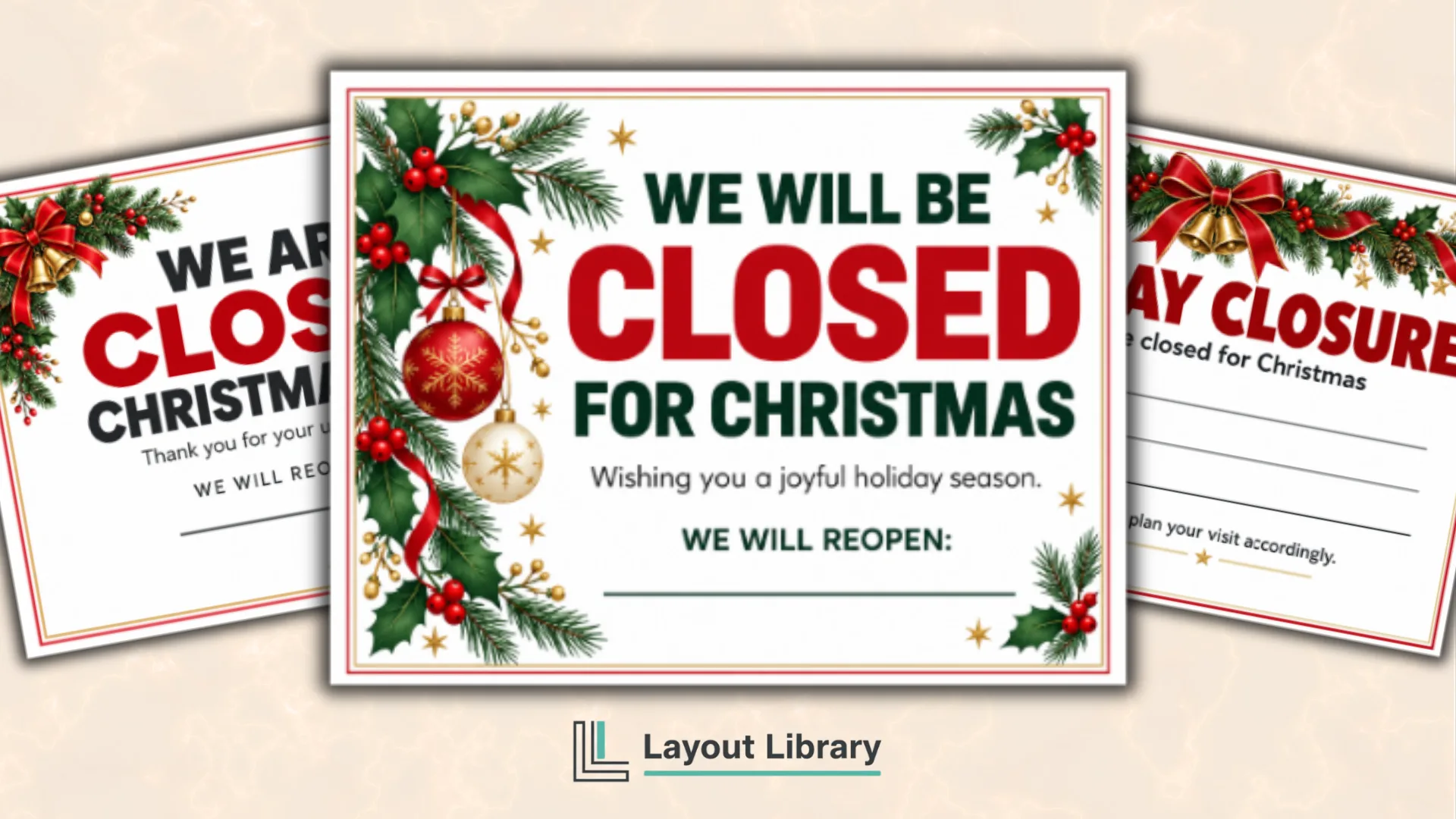 Featured Image - Free Printable Closed for Christmas Signs