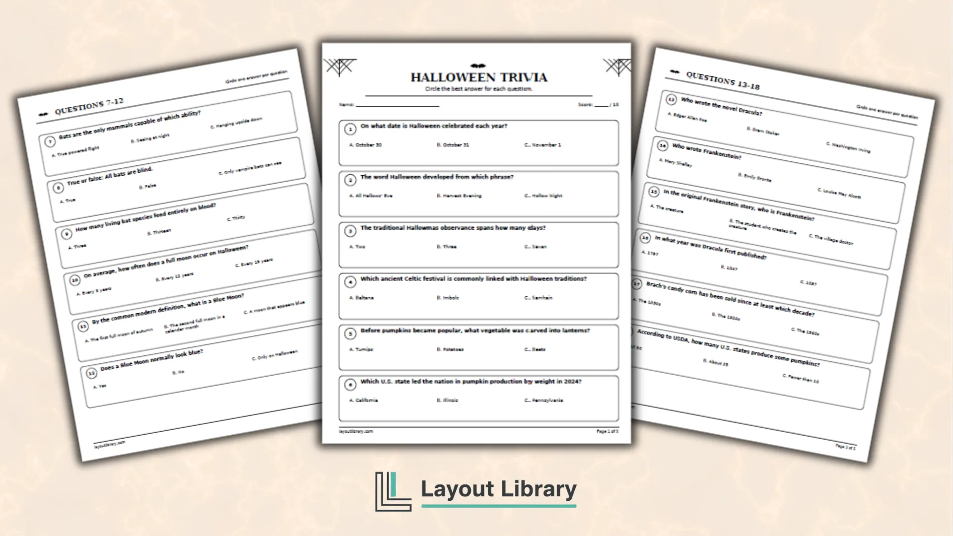 Featured Image - Free Printable Halloween Trivia Questions and Answers
