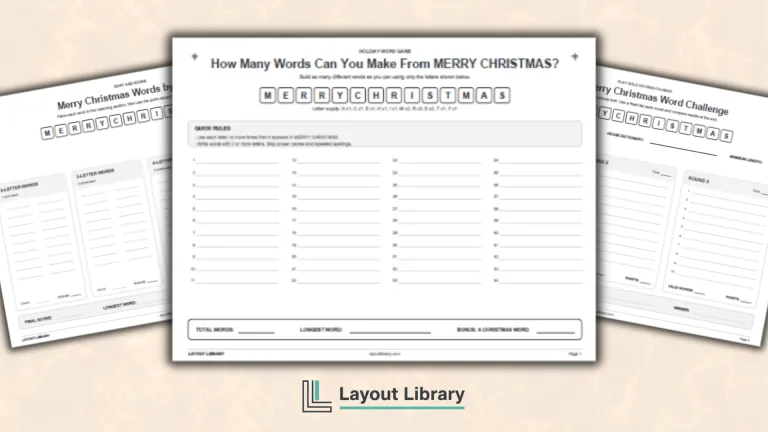 Featured Image - Free Printable How Many Words Can You Make From Merry Christmas