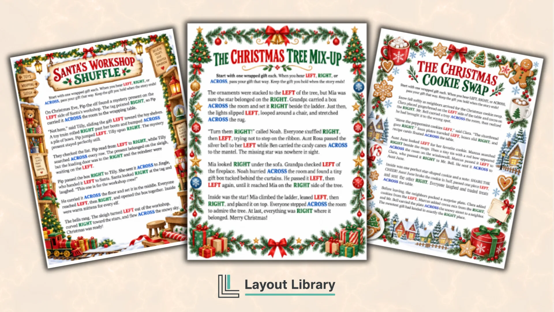 Featured Image - Free Printable Left-Right Christmas Gift Exchange Game