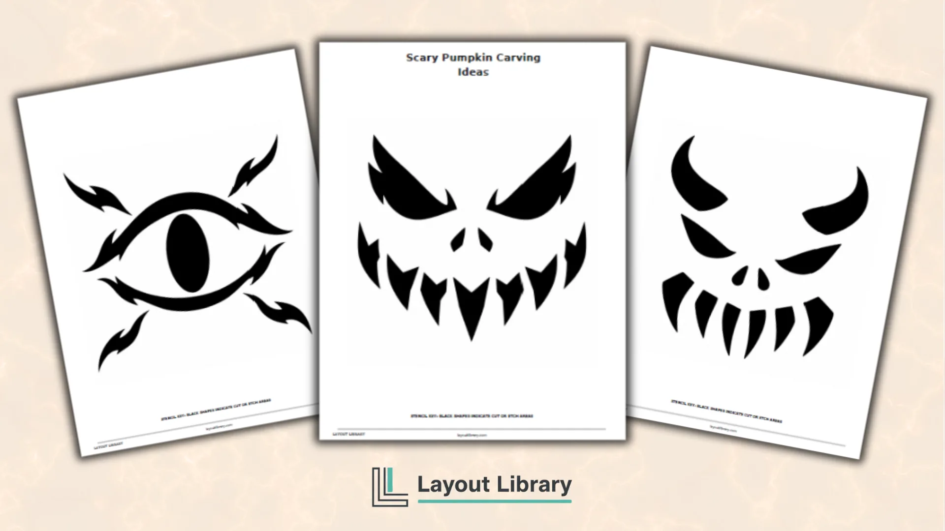 Featured Image - Free Printable Scary Pumpkin Carving Ideas