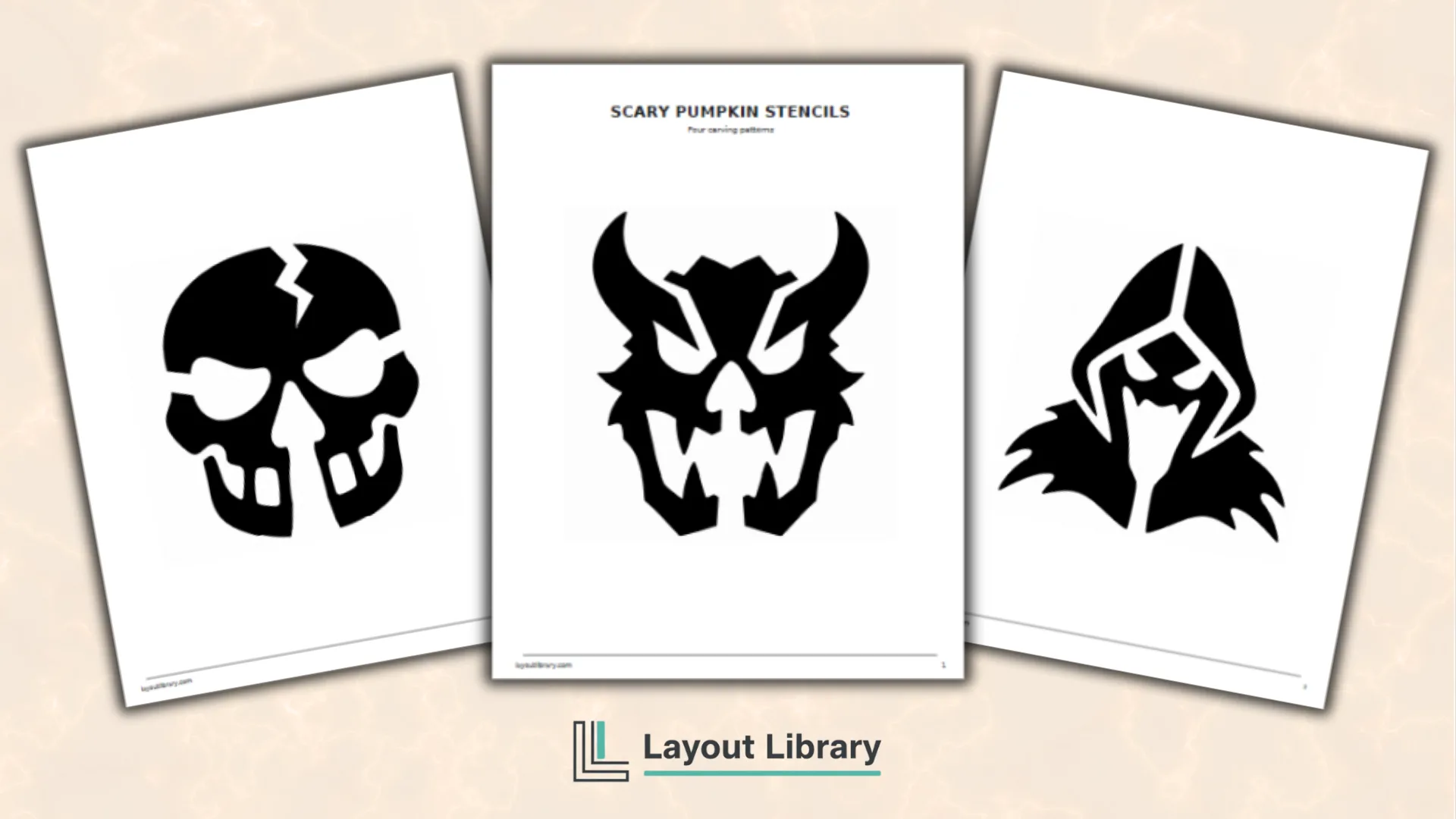 Free Printable Scary Pumpkin Stencil Set