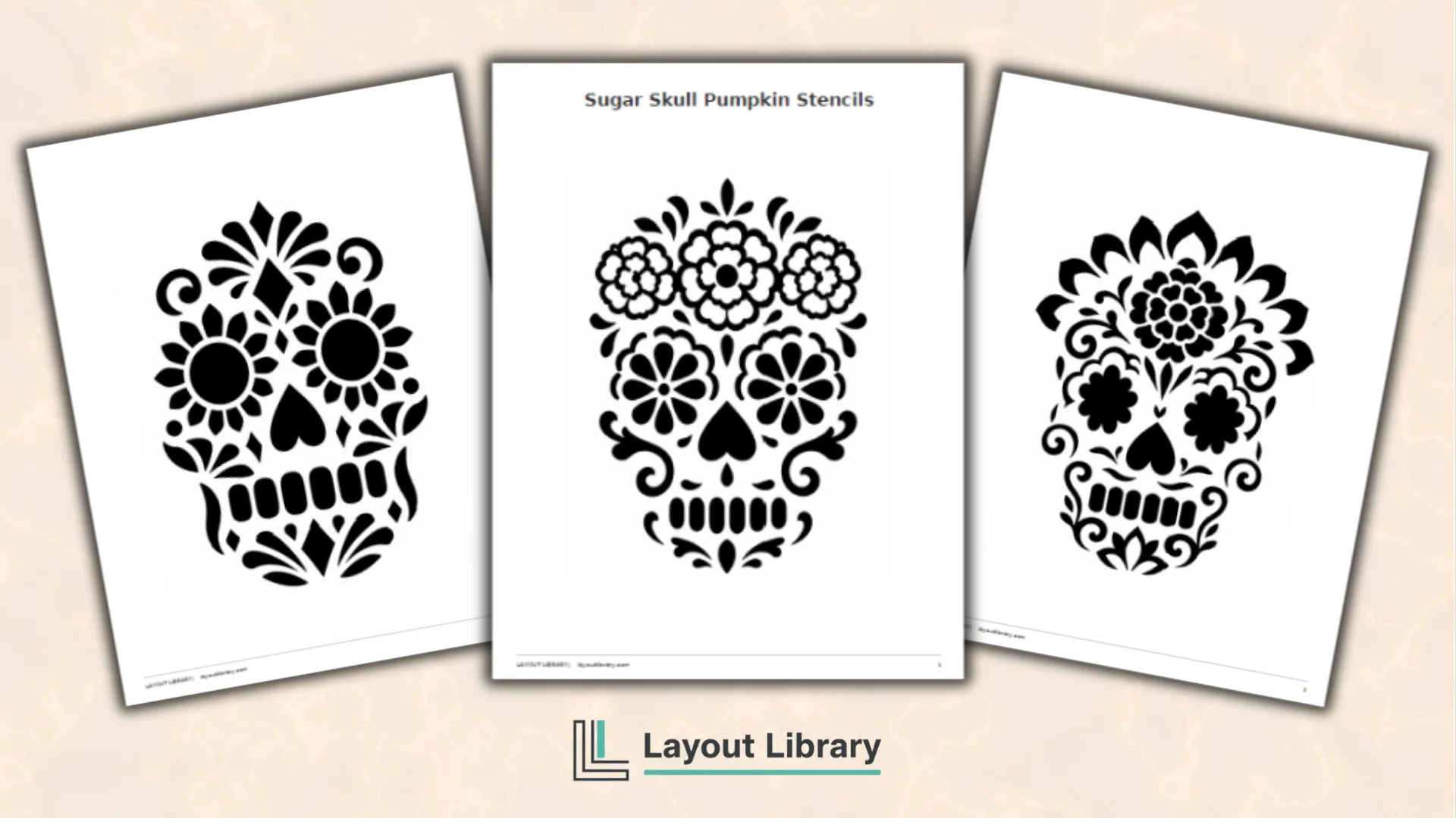 Featured Image - Free Printable Sugar Skull Pumpkin Stencils