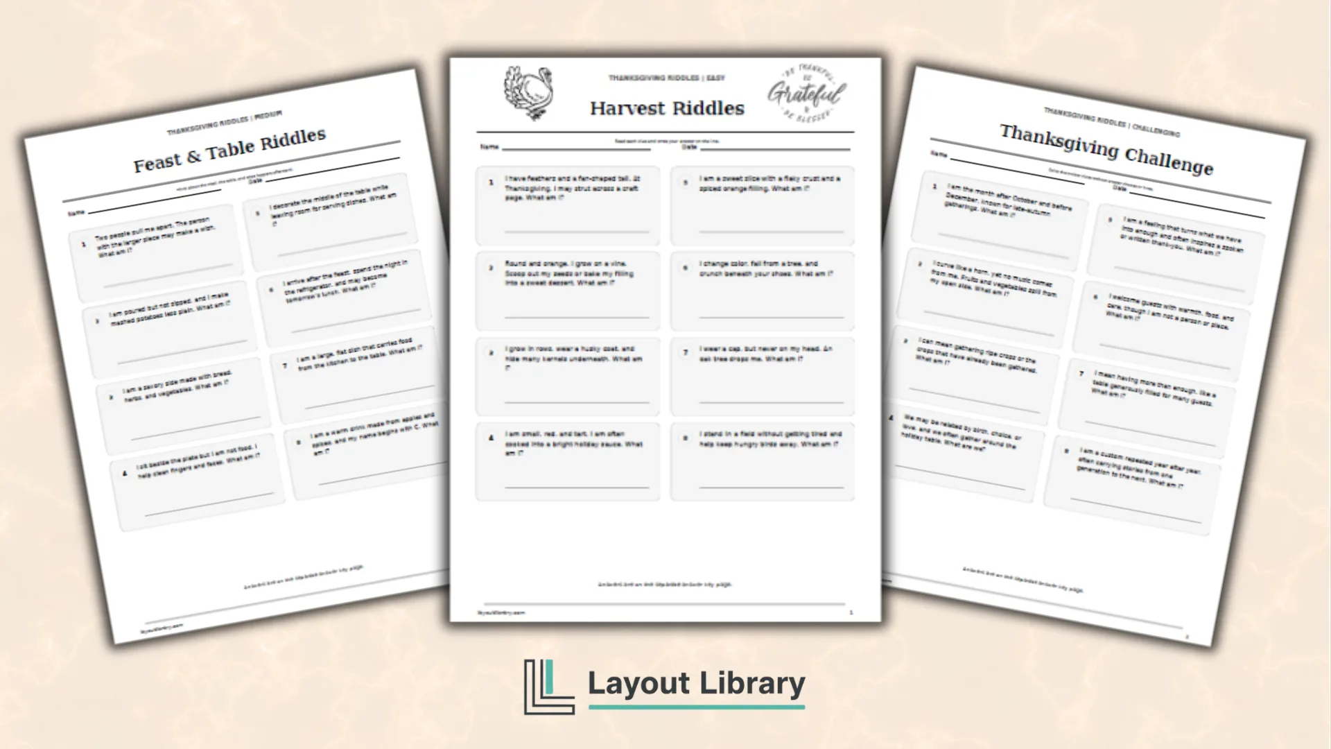 Free Printable Thanksgiving Riddles