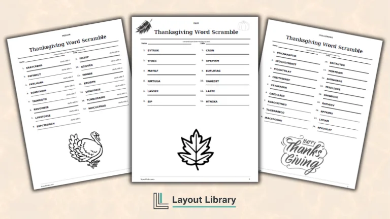 Free Printable Thanksgiving Word Scramble