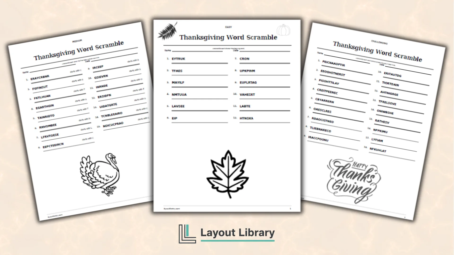Free Printable Thanksgiving Word Scramble