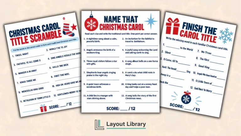 Featured Image - Free Printable Christmas Carol Games With Answers