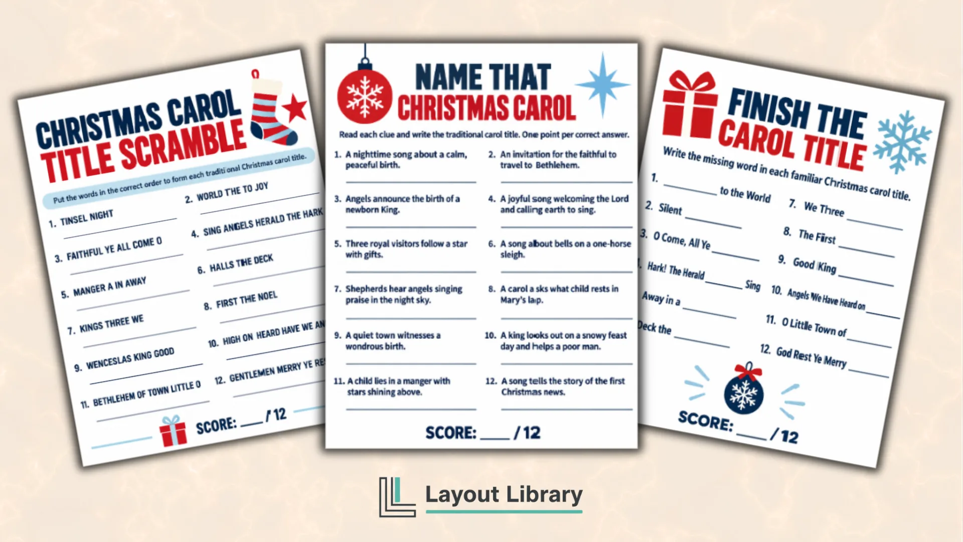 Featured Image - Free Printable Christmas Carol Games With Answers