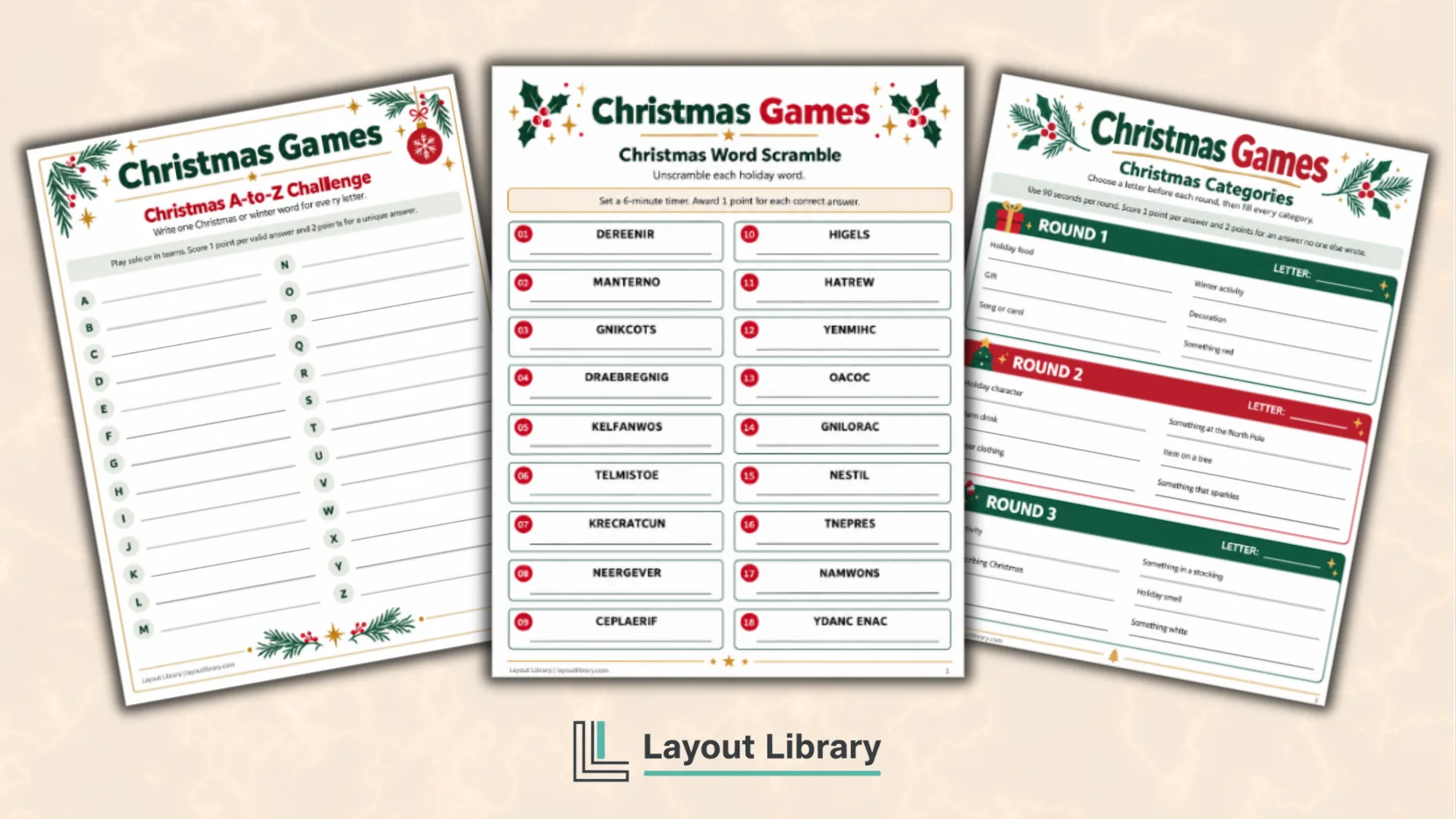 Featured Image - Free Printable Christmas Games