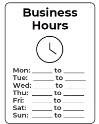 Free Printable Business Hours Sign Screenshot 1