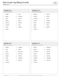 Free Printable 6th Grade Spelling Words Screenshot 1
