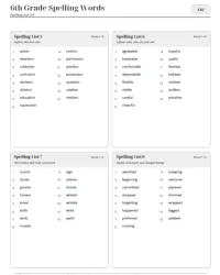 Free Printable 6th Grade Spelling Words Screenshot 2