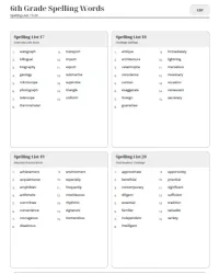 Free Printable 6th Grade Spelling Words Screenshot 5