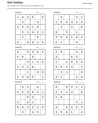 Free Printable 6x6 Sudoku Screenshot 1