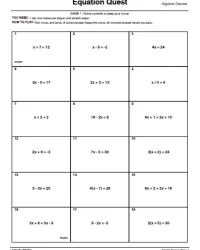Free Printable Algebra Games Screenshot 1