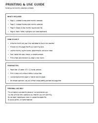 Free Printable Bullet Journal Monthly Calendar Screenshot 5