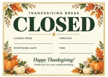 Free Printable Closed for Thanksgiving Signs Screenshot 03
