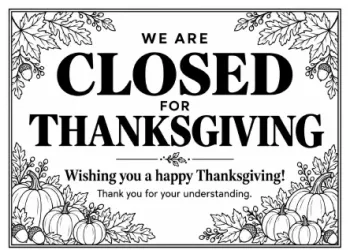 Free Printable Closed for Thanksgiving Signs Screenshot 04