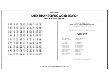 Free Printable Hard Thanksgiving Word Search Screenshot 03