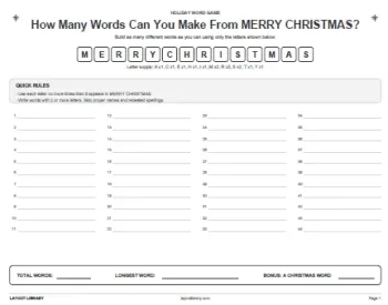 Free Printable How Many Words Can You Make From Merry Christmas Screenshot 01