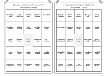 Free Printable Thanksgiving Bingo for Adults Screenshot 03