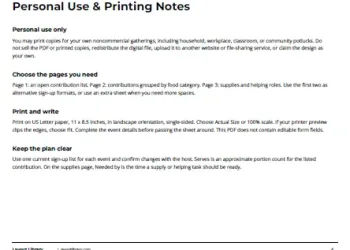Free Printable Thanksgiving Potluck Sign-Up Sheet Screenshot 04