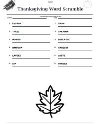 Free Printable Thanksgiving Word Scramble Screenshot 01
