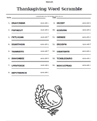 Free Printable Thanksgiving Word Scramble Screenshot 02