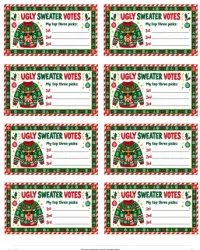 Free Printable Ugly Christmas Sweater Voting Ballots Screenshot 01