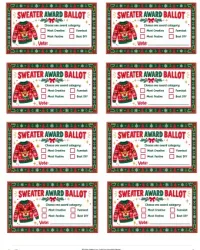 Free Printable Ugly Christmas Sweater Voting Ballots Screenshot 03