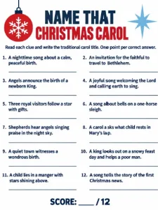 Free Printable Christmas Carol Games With Answers Screenshot 01