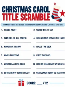 Free Printable Christmas Carol Games With Answers Screenshot 02