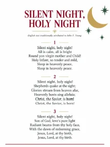 Silent Night printable Christmas carol lyrics