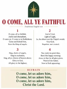 O Come All Ye Faithful printable Christmas carol lyrics
