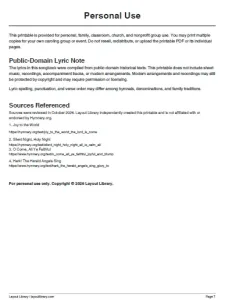 Christmas Carol Songbook personal use and copyright information